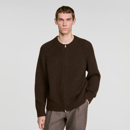 Bomber Cardigan Zip-up bomber cardigan Chocolate
