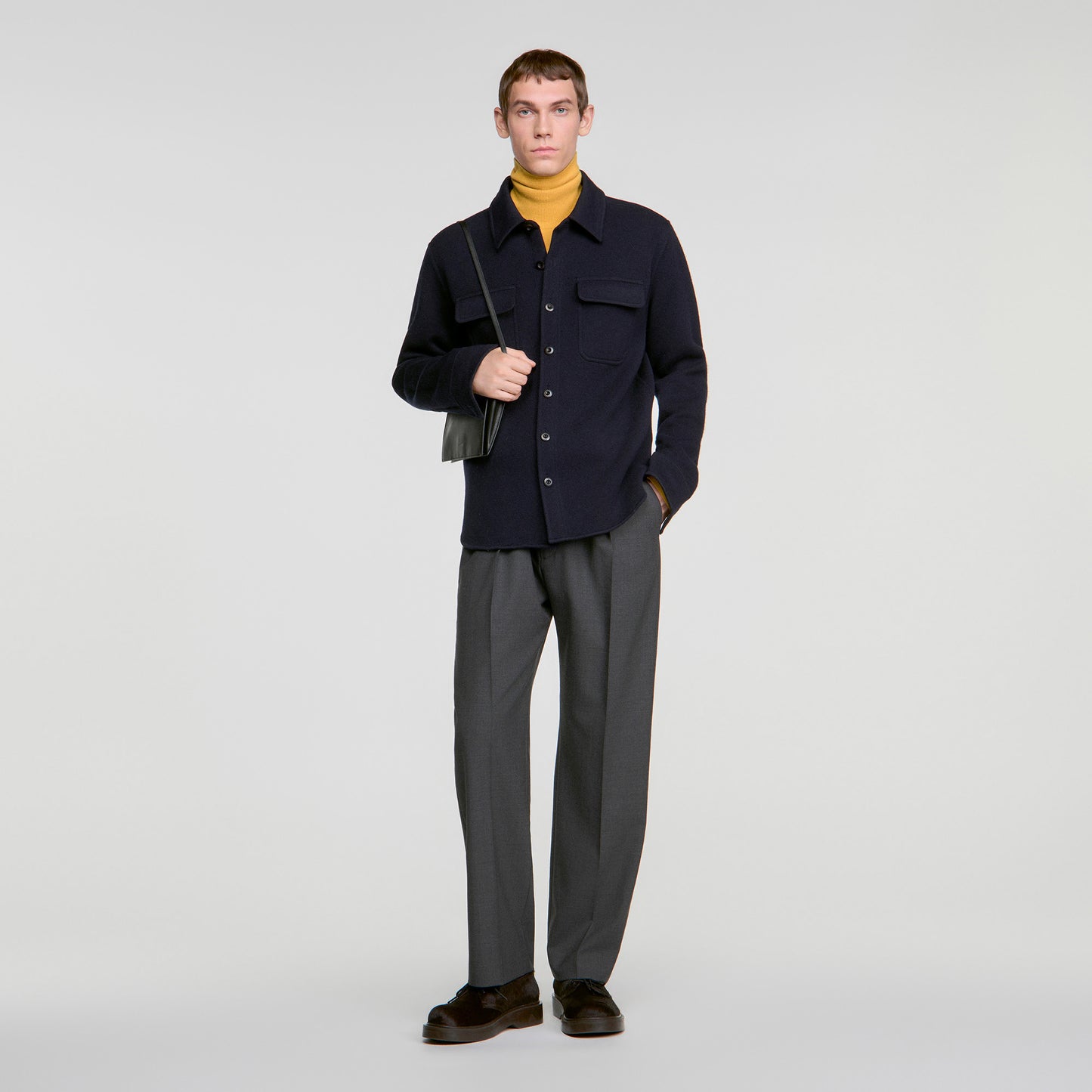 Felted Shirt Boiled wool overshirt Navy Blue