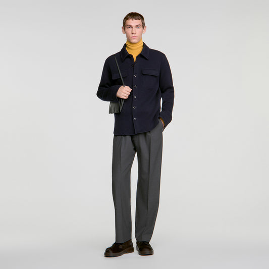 Felted Shirt Boiled wool overshirt Navy Blue