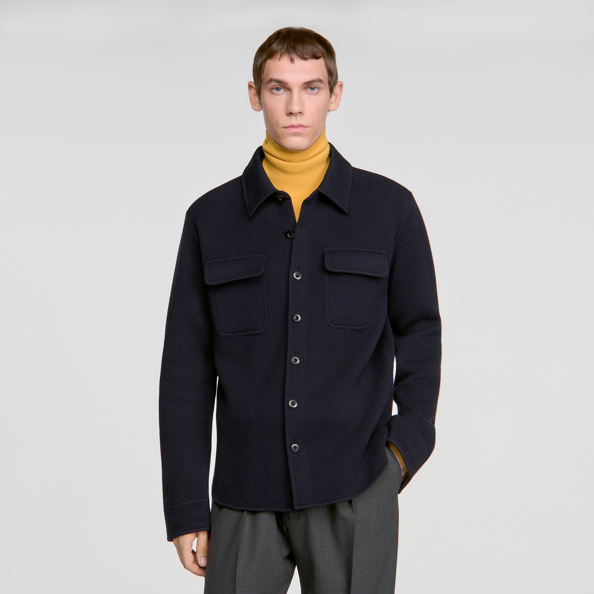 Felted Shirt Boiled wool overshirt Navy Blue