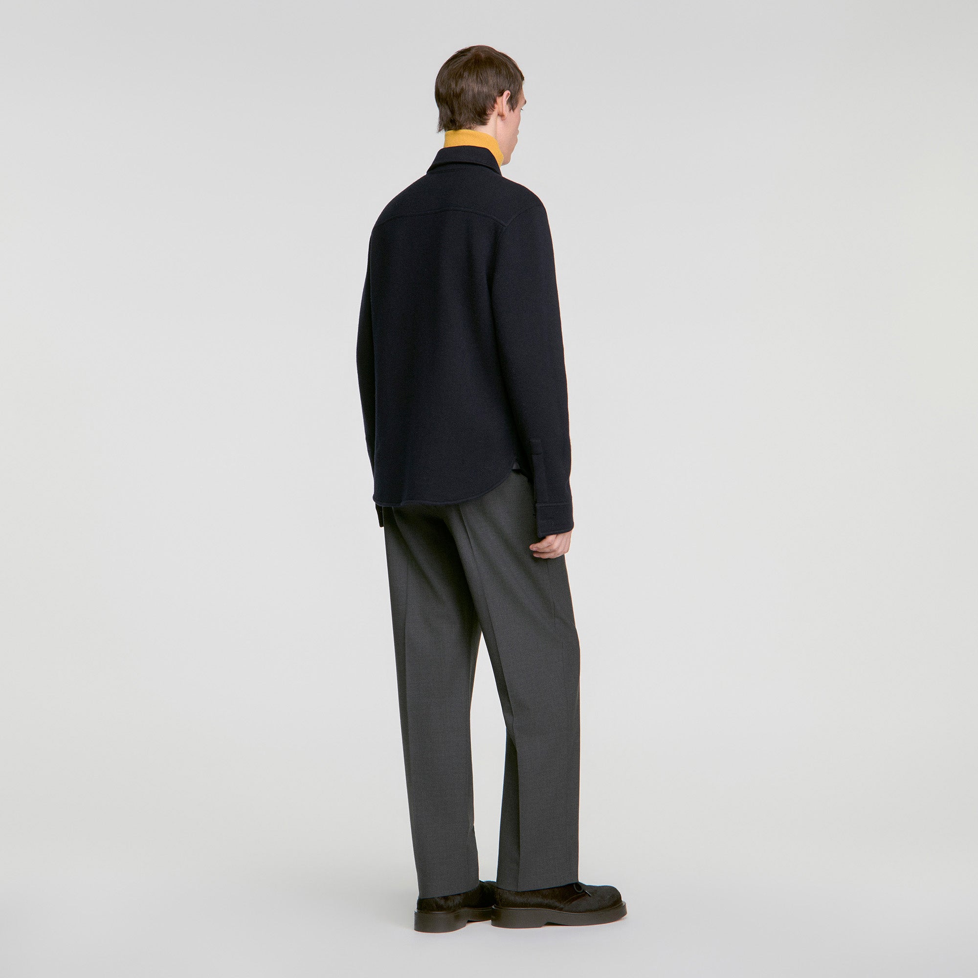 Felted Shirt Boiled wool overshirt Navy Blue