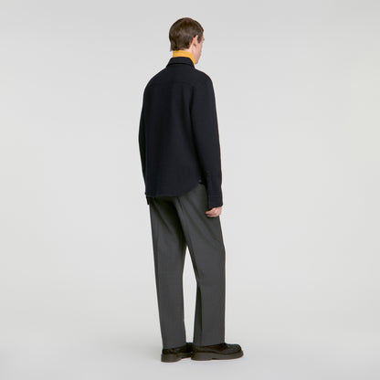Felted Shirt Boiled wool overshirt Navy Blue