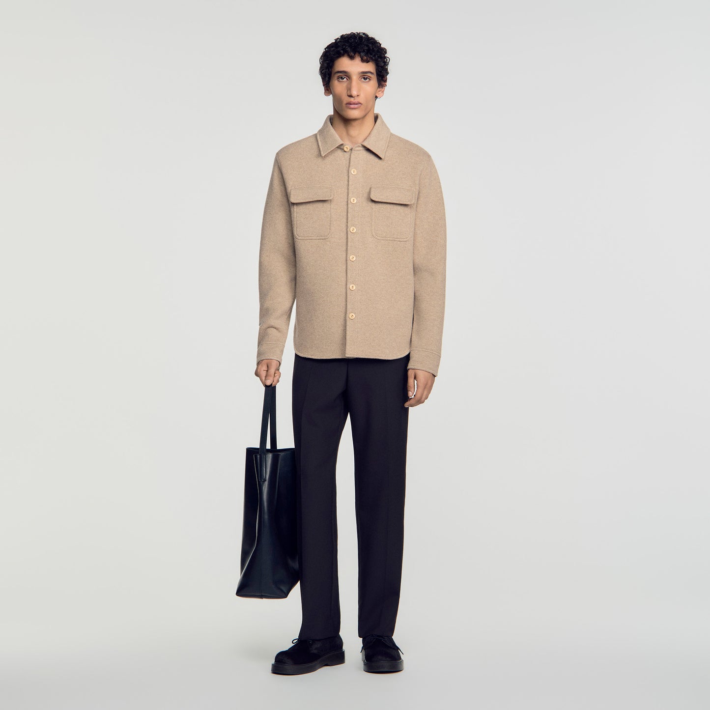 Felted Shirt Boiled wool overshirt Beige / Taupe
