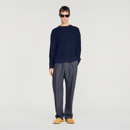 Sponge Crewneck  Knit Jumper Navy Blue