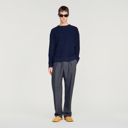 Sponge Crewneck  Knit Jumper Navy Blue