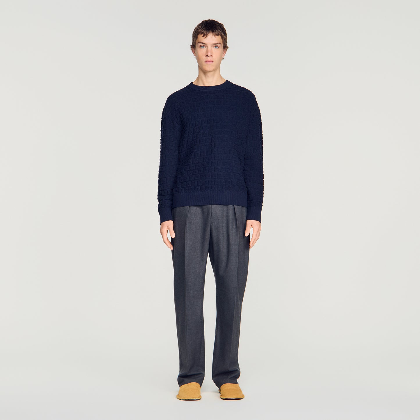 Sponge Crewneck  Knit Jumper Navy Blue