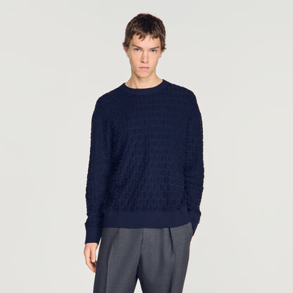 Sponge Crewneck  Knit Jumper Navy Blue