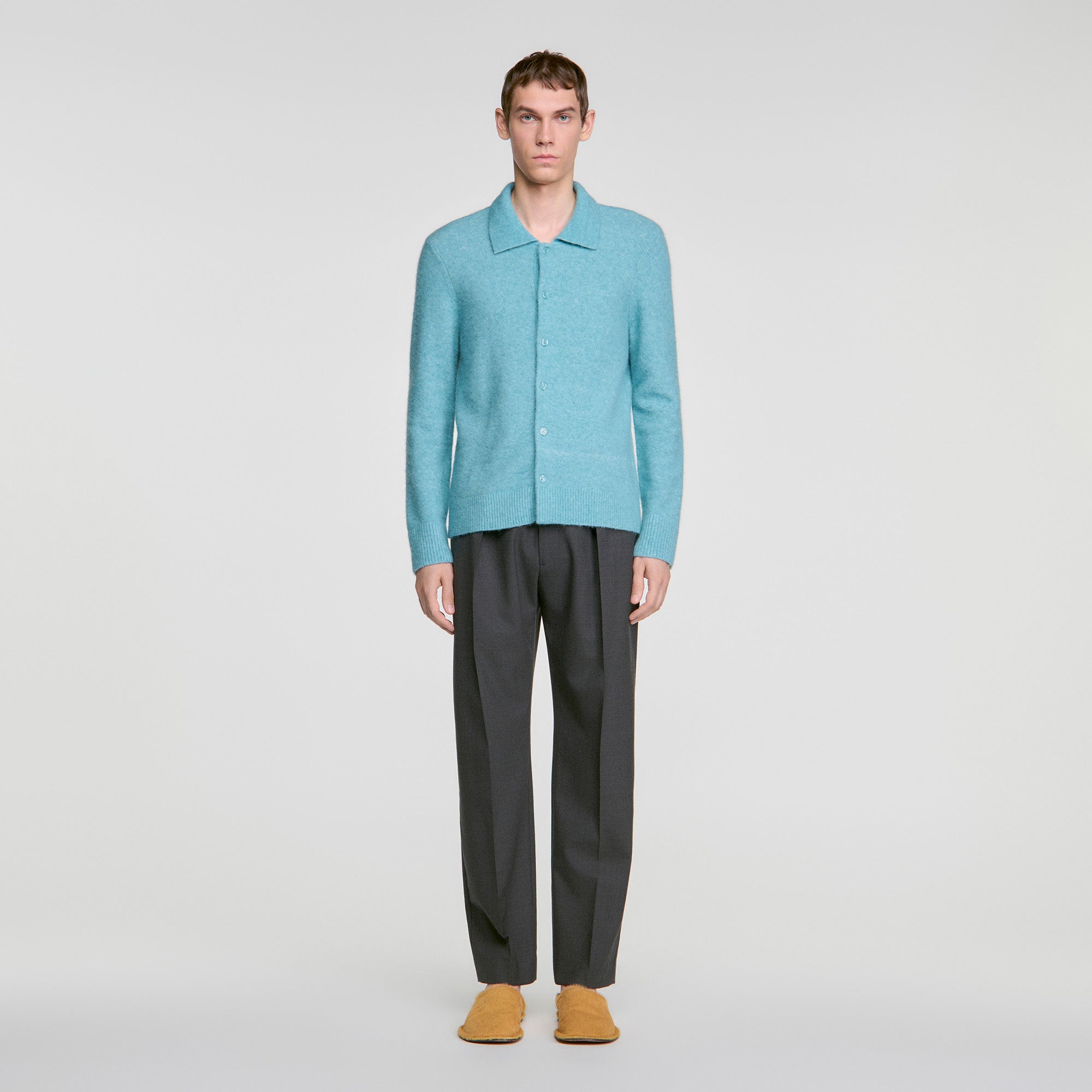 Mohair Shirt Cardigan Alpaca and wool cardigan Turquoise