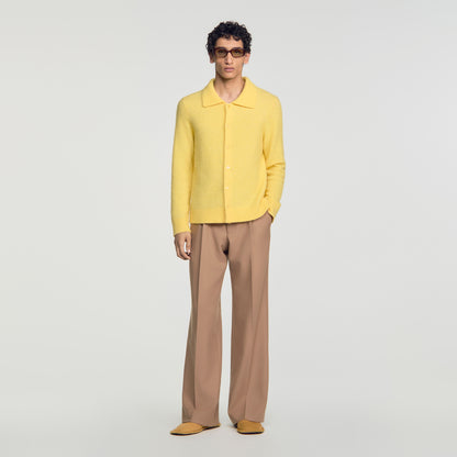 Mohair Shirt Cardigan Alpaca and wool cardigan Yellow
