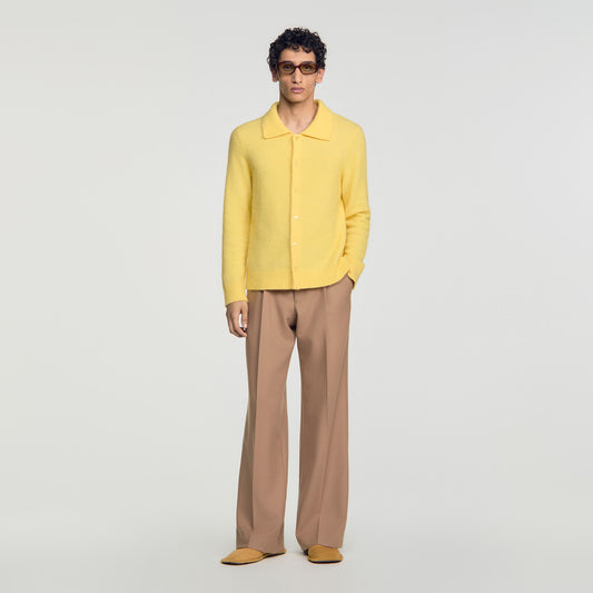 Mohair Shirt Cardigan Alpaca and wool cardigan Yellow