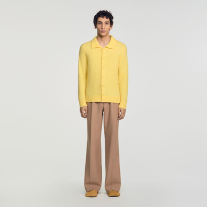 Mohair Shirt Cardigan Alpaca and wool cardigan Yellow