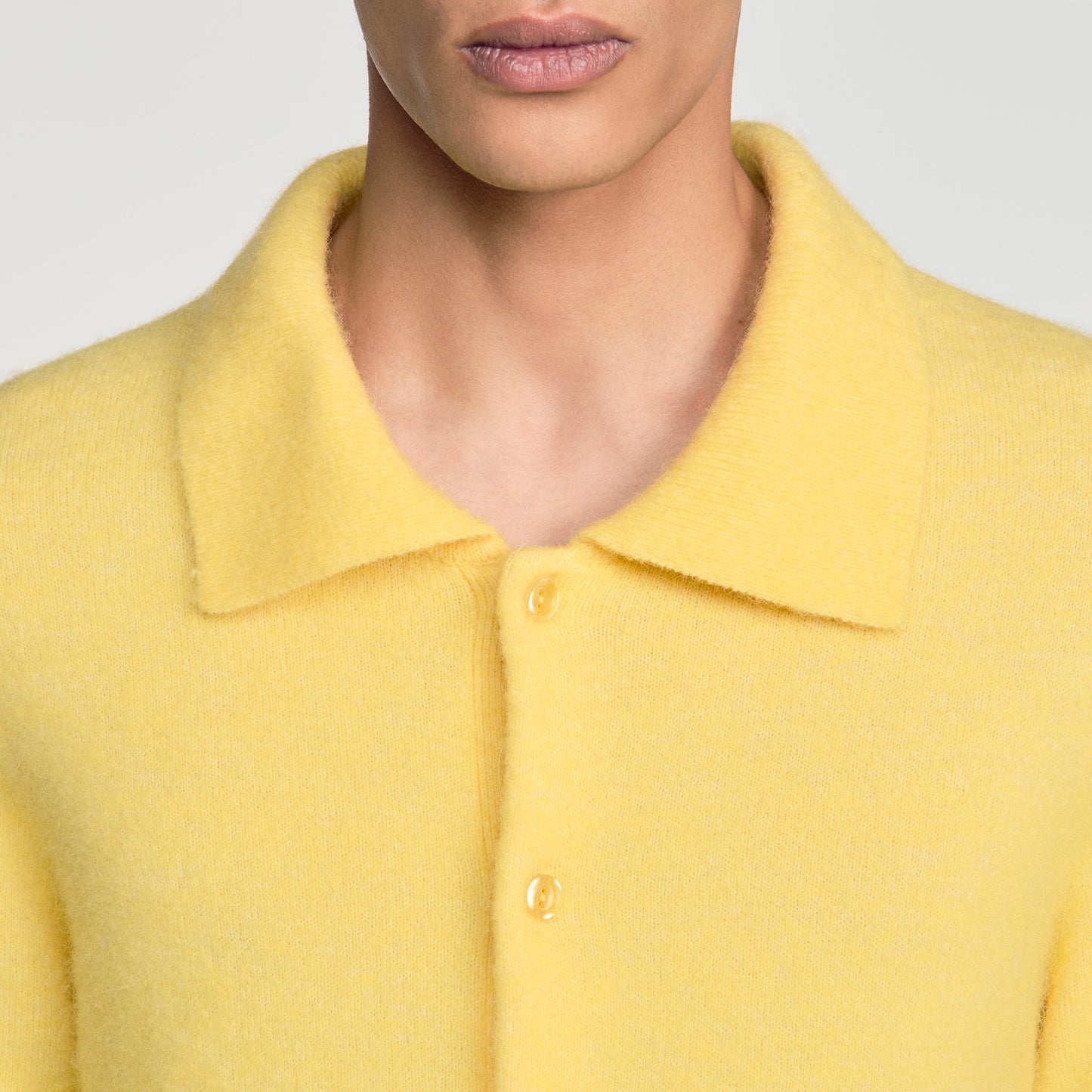 Mohair Shirt Cardigan Alpaca and wool cardigan Yellow