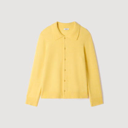 Mohair Shirt Cardigan Alpaca and wool cardigan Yellow