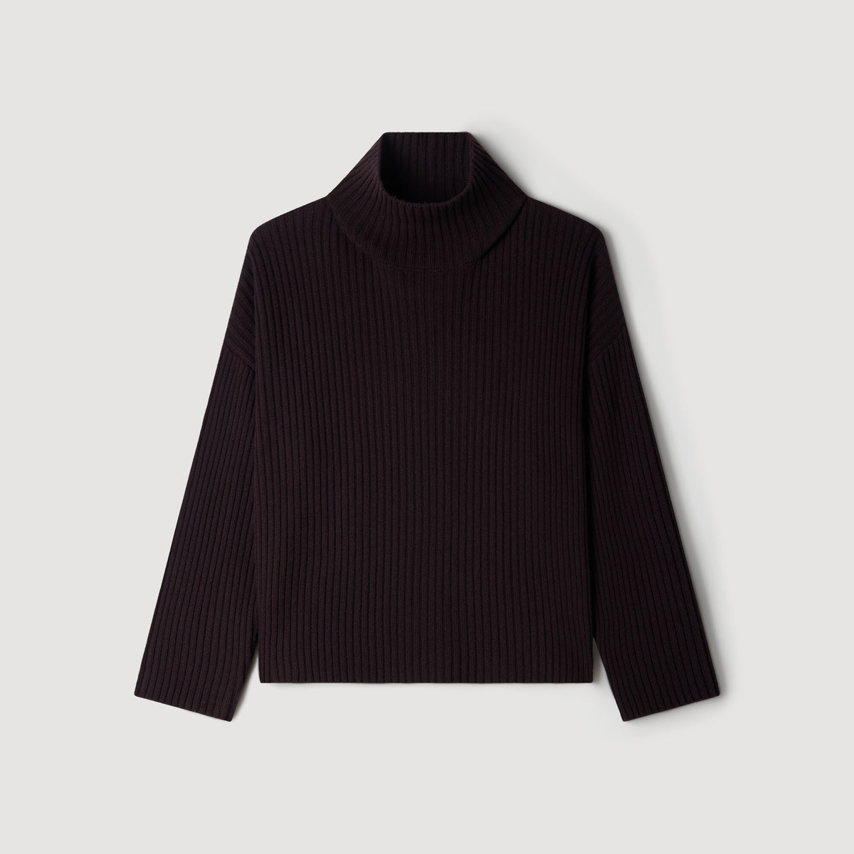 Oversize Rib Turtleneck Ribbed wool and cashmere jumper Chocolate
