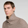 Oversize Rib Turtleneck Ribbed wool and cashmere jumper Beige / Taupe