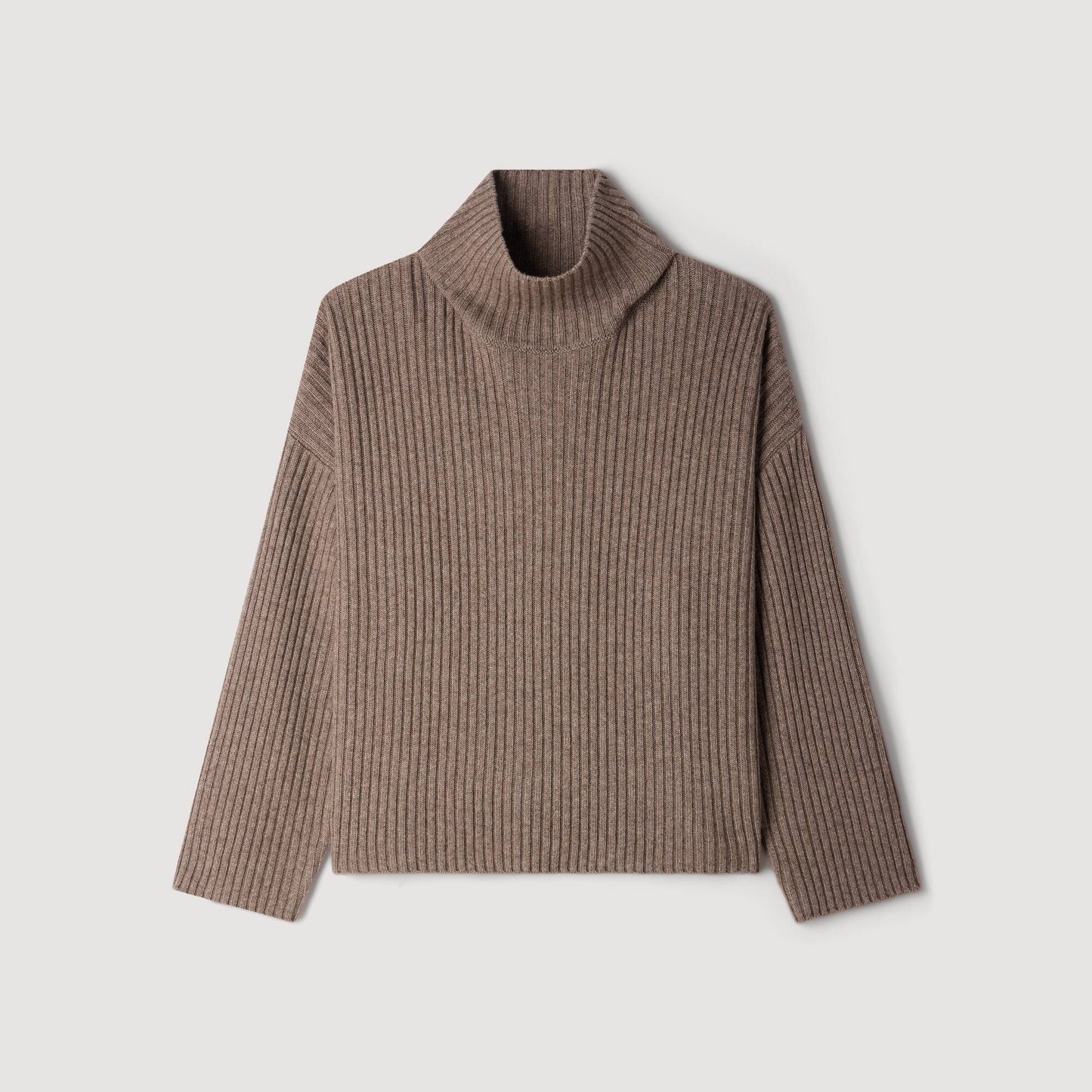 Oversize Rib Turtleneck Ribbed wool and cashmere jumper Beige / Taupe