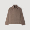Oversize Rib Turtleneck Ribbed wool and cashmere jumper Beige / Taupe