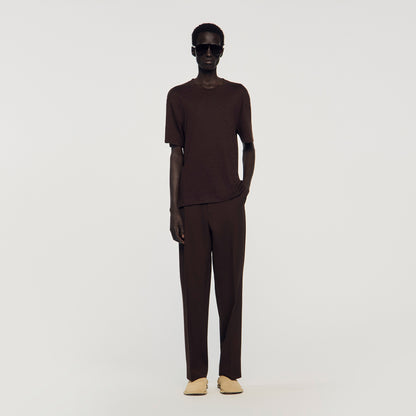 Clash Linen T-Shirt Black Brown