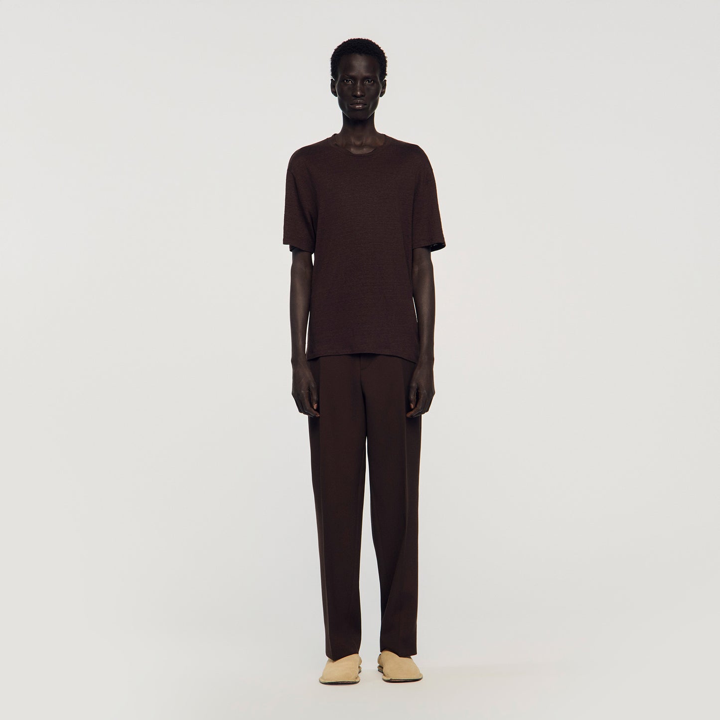 Clash Linen T-Shirt Black Brown