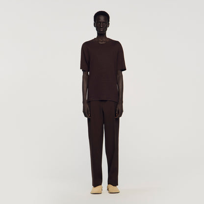 Clash Linen T-Shirt Black Brown