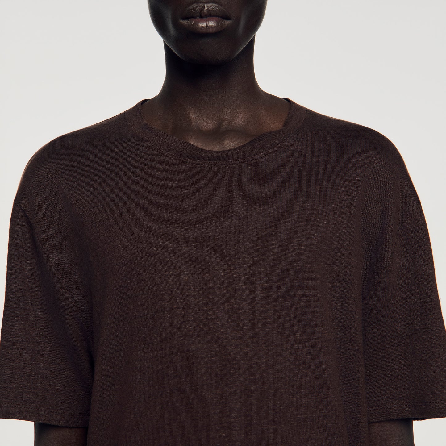 Clash Linen T-Shirt Black Brown