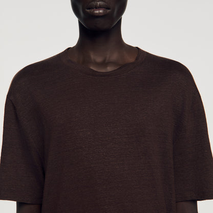 Clash Linen T-Shirt Black Brown