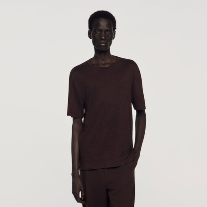 Clash Linen T-Shirt Black Brown