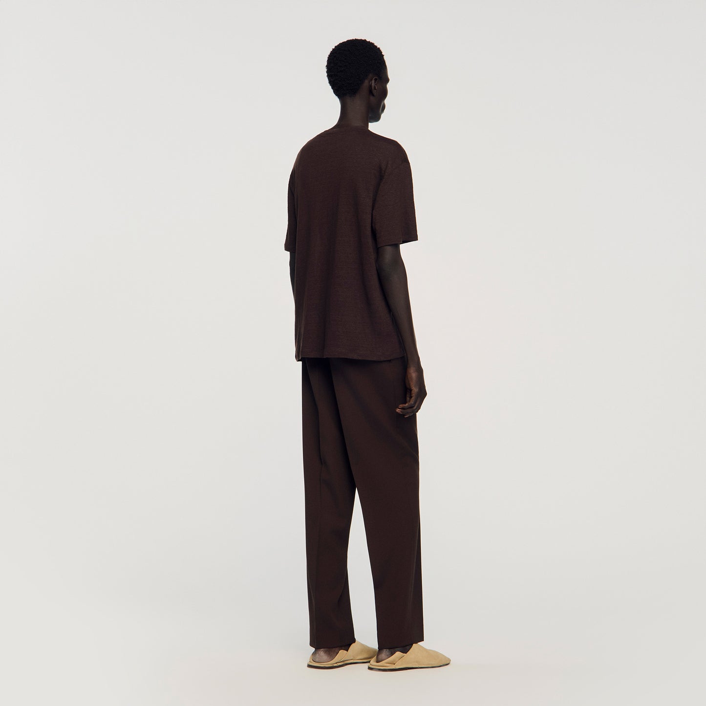 Clash Linen T-Shirt Black Brown