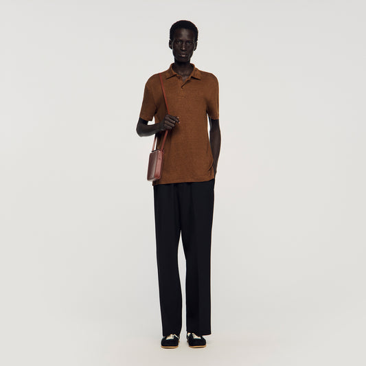 Beach Linen Polo Shirt Tobacco Brown