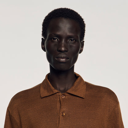 Beach Linen Polo Shirt Sand