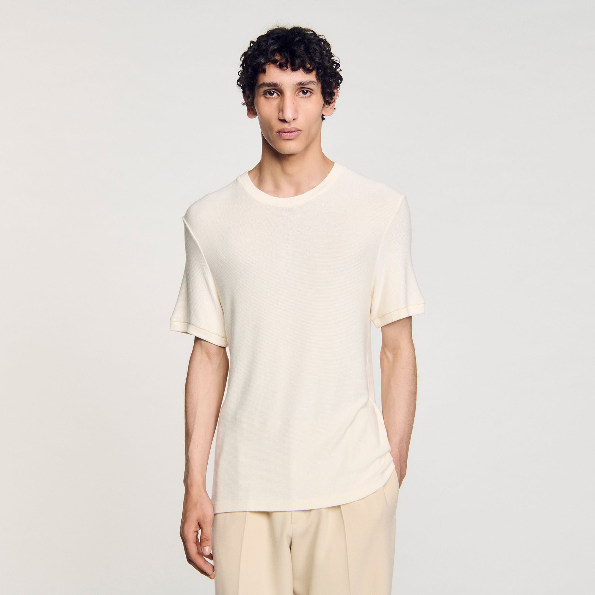 Silvio Round Neck T-Shirt Ivory.