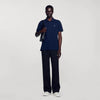 Polo Shirt With Square Cross Patch Navy Blue
