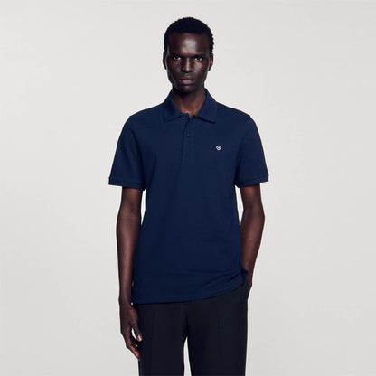 Polo Shirt With Square Cross Patch Navy Blue