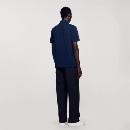 Polo Shirt With Square Cross Patch Navy Blue