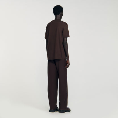 Rubber Sandro Tee Cotton T-Shirt With Logo Chocolate