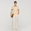 Two Tone Patch T Shirt Sand
