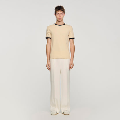Two Tone Patch T Shirt Sand