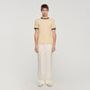 Two Tone Patch T Shirt Sand