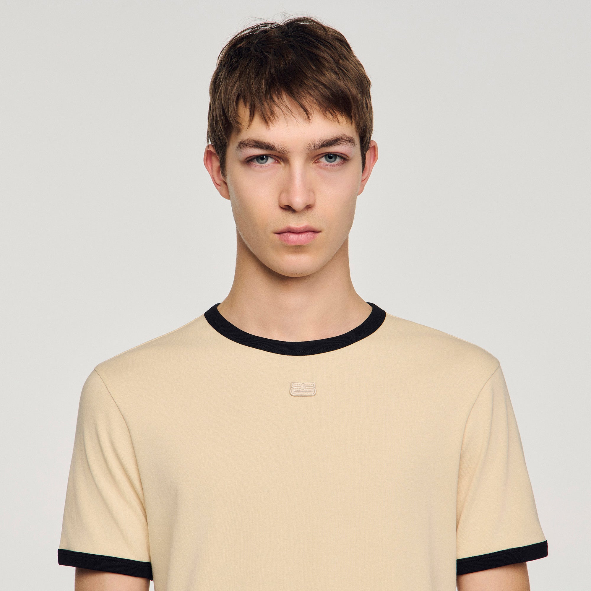 Two Tone Patch T Shirt Sand
