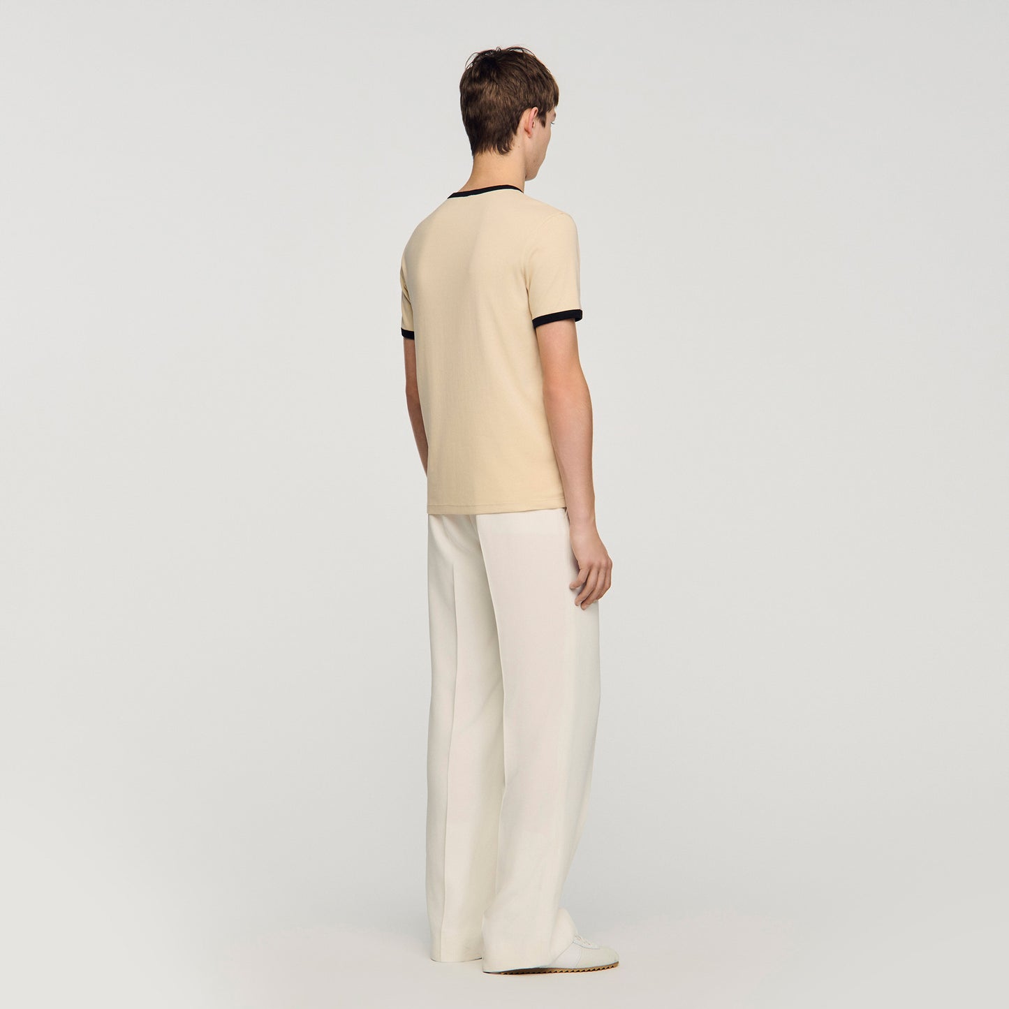 Two Tone Patch T Shirt Sand
