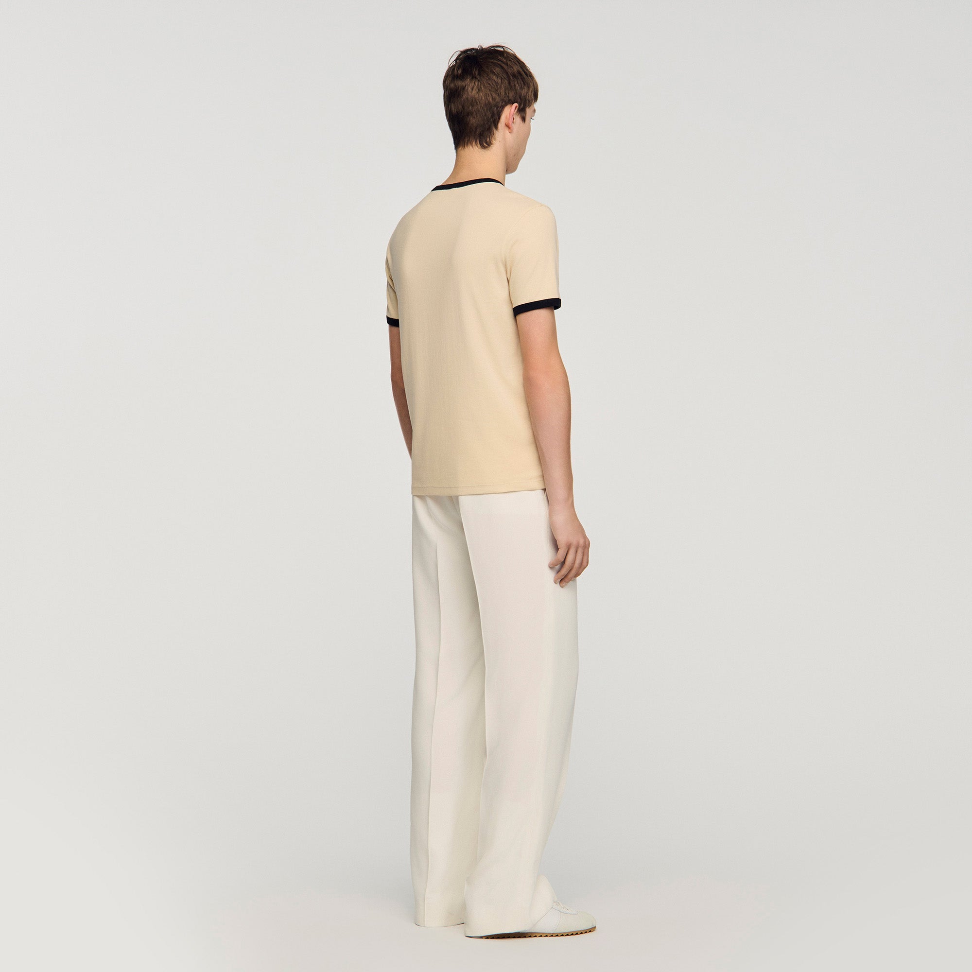 Two Tone Patch T Shirt Sand