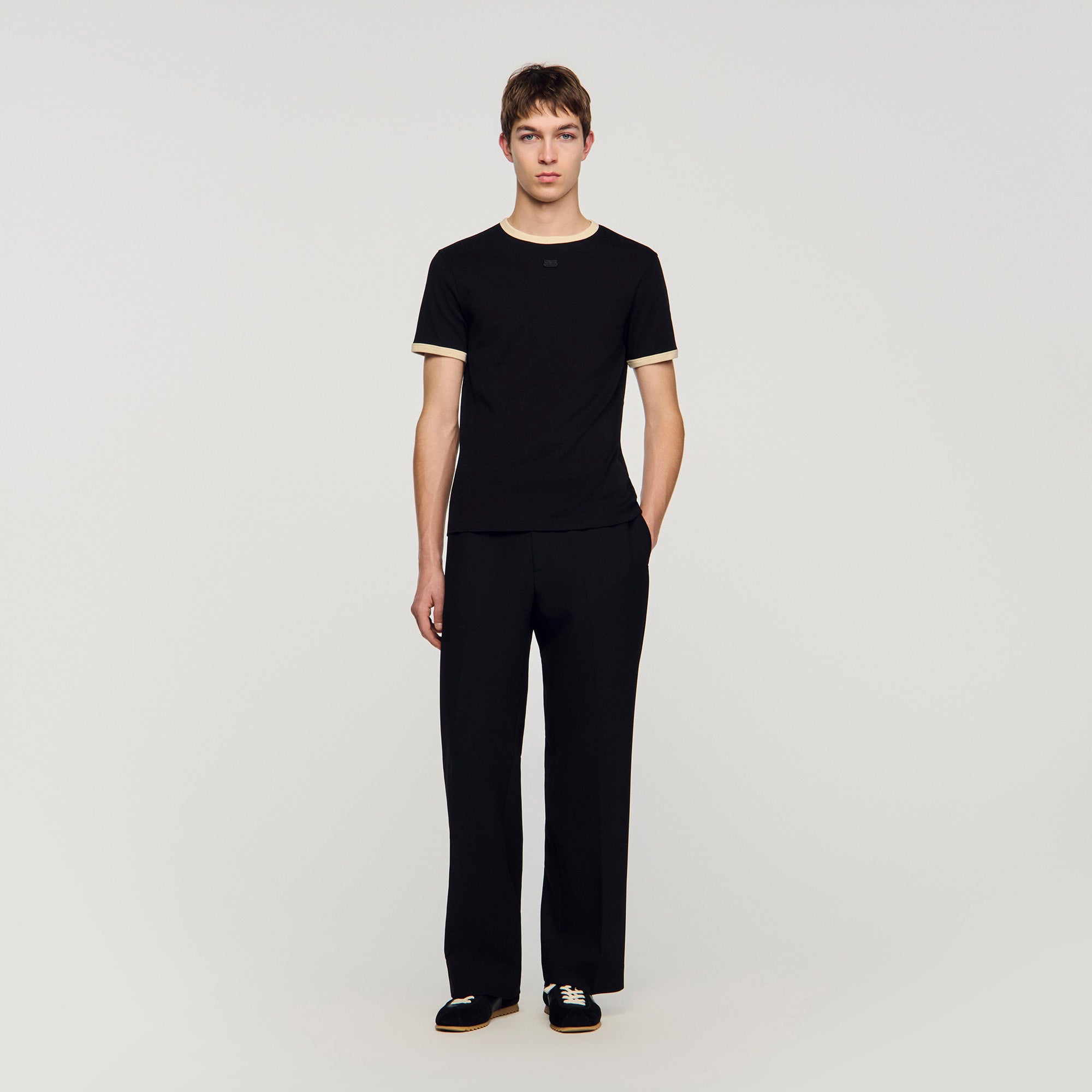 Two Tone Patch T Shirt Black