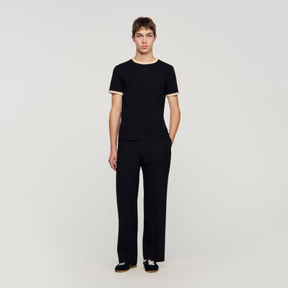 Two Tone Patch T Shirt Black