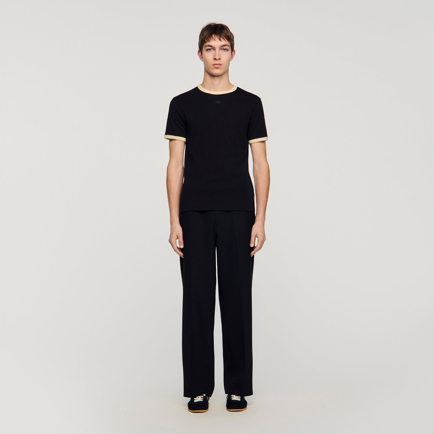 Two Tone Patch T Shirt Black