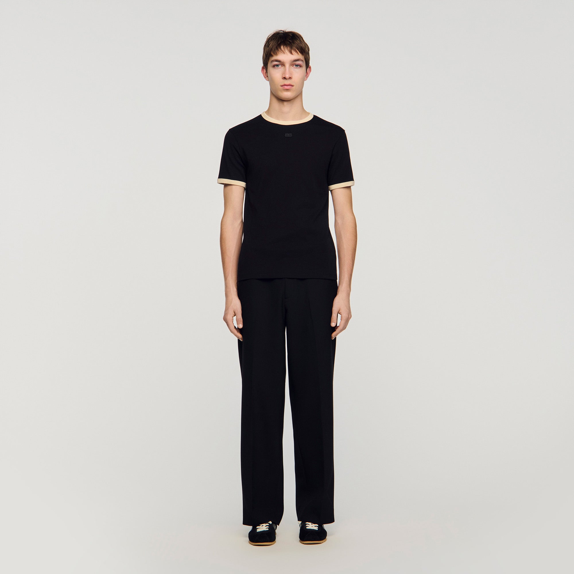Two Tone Patch T Shirt Black