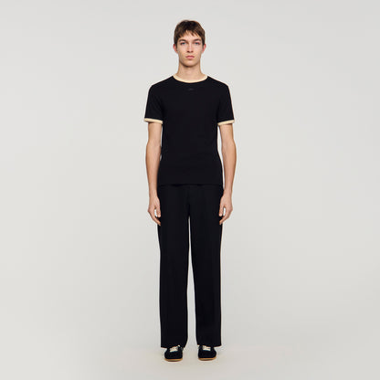 Two Tone Patch T Shirt Black