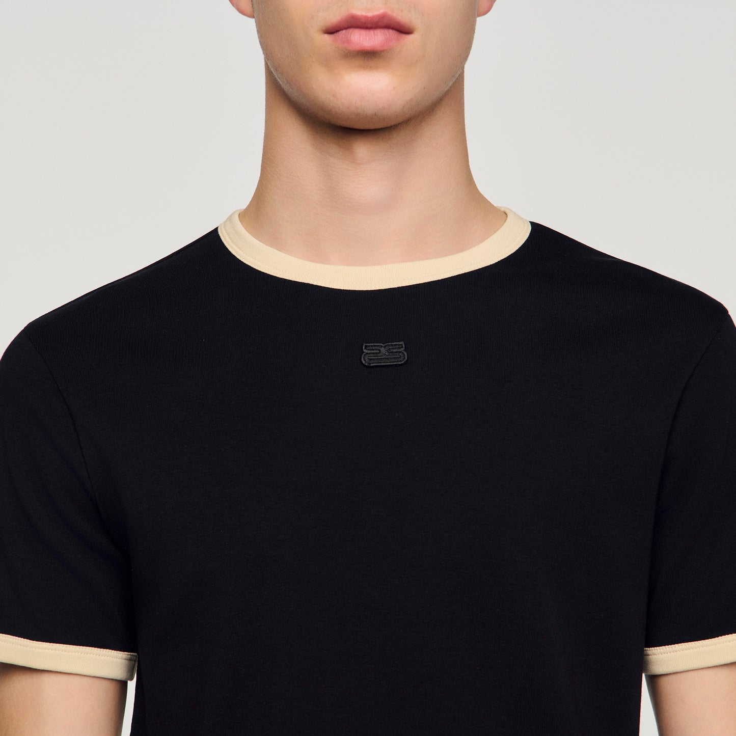 Two Tone Patch T Shirt Black