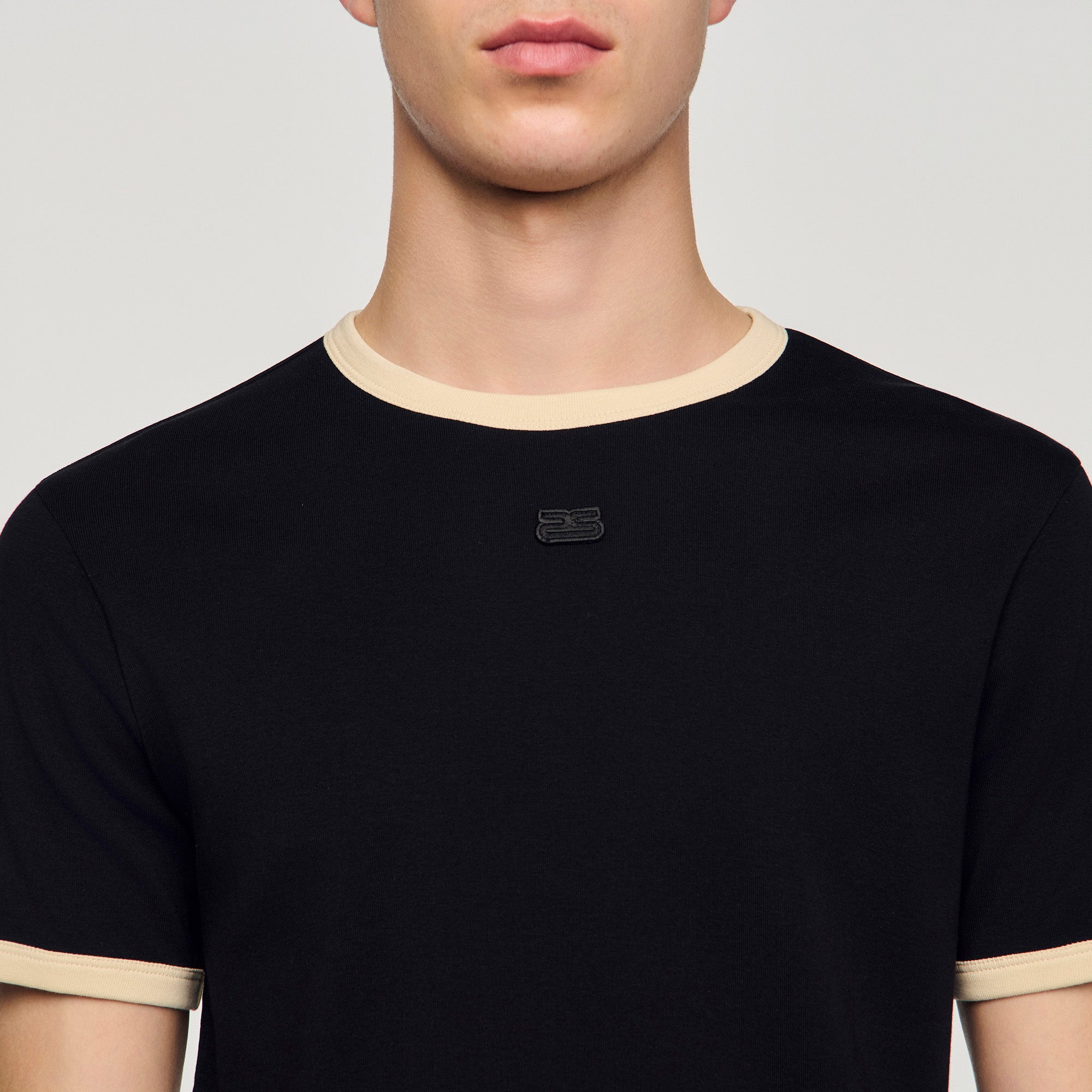 Two Tone Patch T Shirt Black