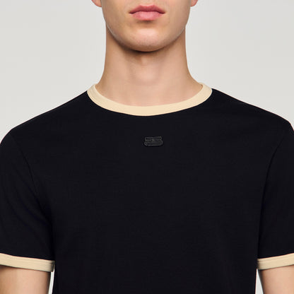 Two Tone Patch T Shirt Black