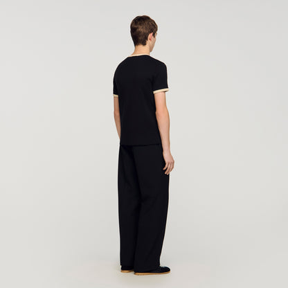Two Tone Patch T Shirt Black